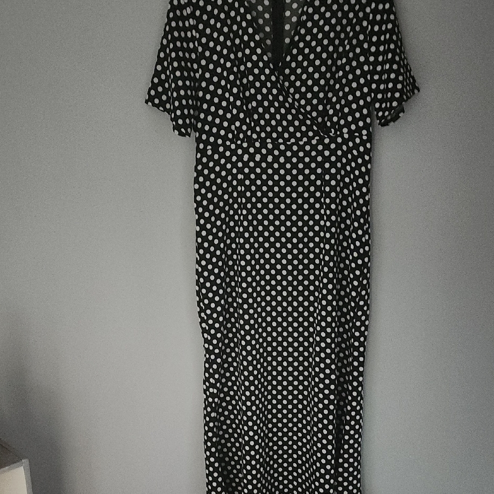 Elegant Black and White Polka Dot Dress
